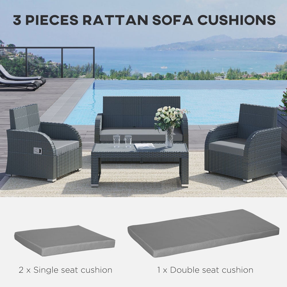 Outsunny Outdoor Seat Cushion Pads Grey Image 4