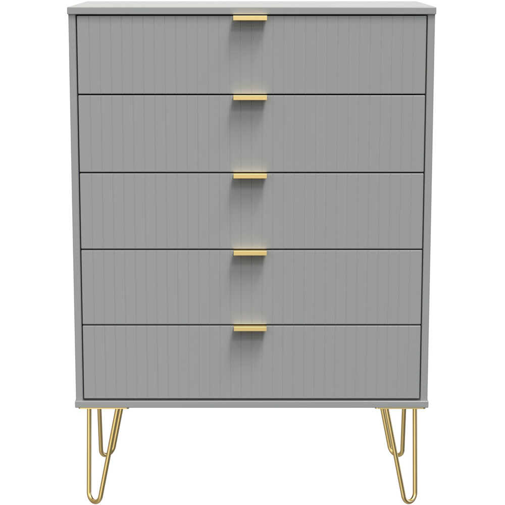 Crowndale 5 Drawer Dusk Grey Wide Chest of Drawers Ready Assembled Image 3