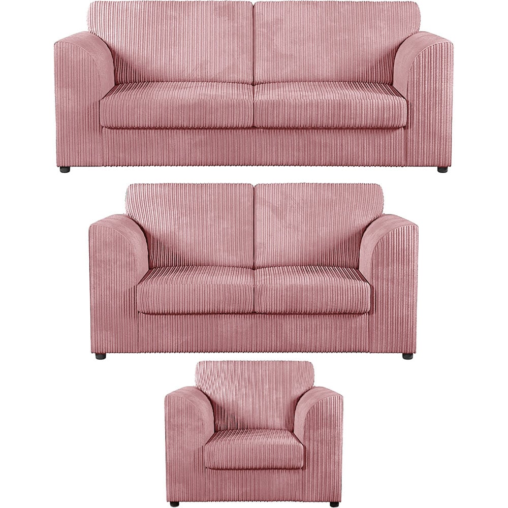 Luxor 6 Seater Pink Jumbo Cord Full Back Sofa Suite Image 2