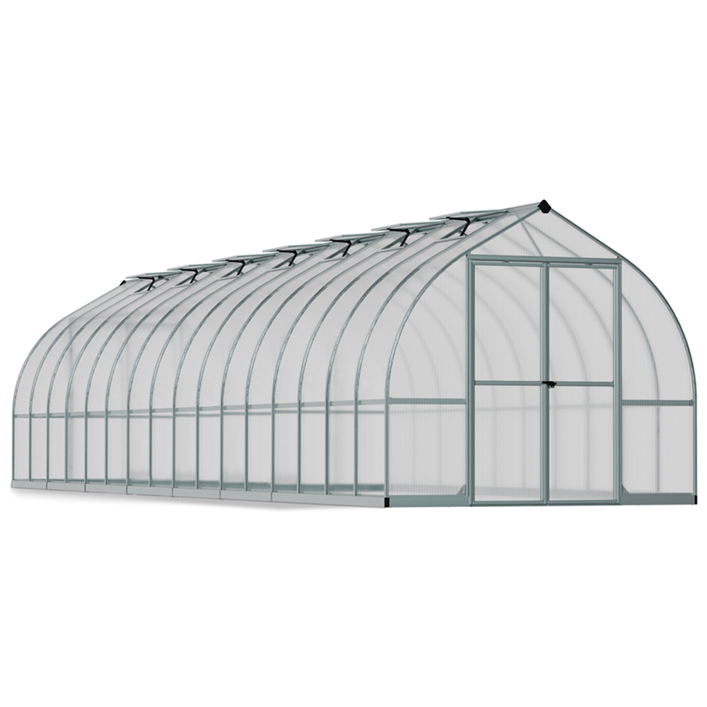 Palram Canopia Bella Silver Polycarbonate 8 x 32ft Greenhouse Image 1