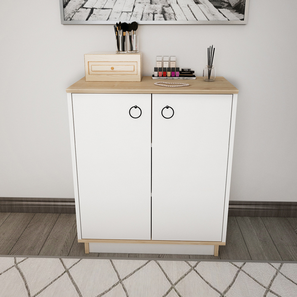 Decorotika Nuans 2 Door White and Oak Multipurpose Cabinet Image 8