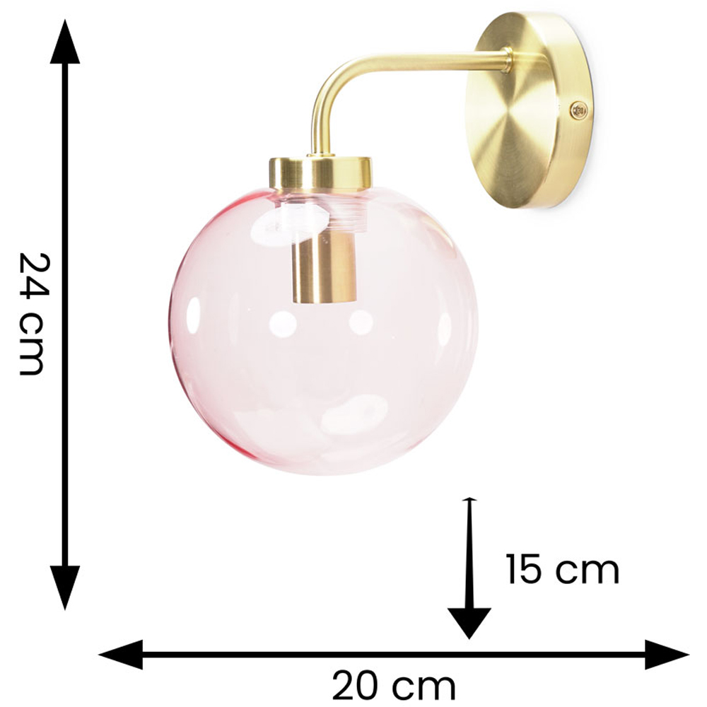 ValueLights Frenchie 2 Pack Pink Tinted Globe Gold Stem LED Wall Light Image 5