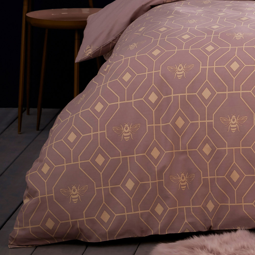 furn. Bee Deco Super King Blush Duvet Set Image 4