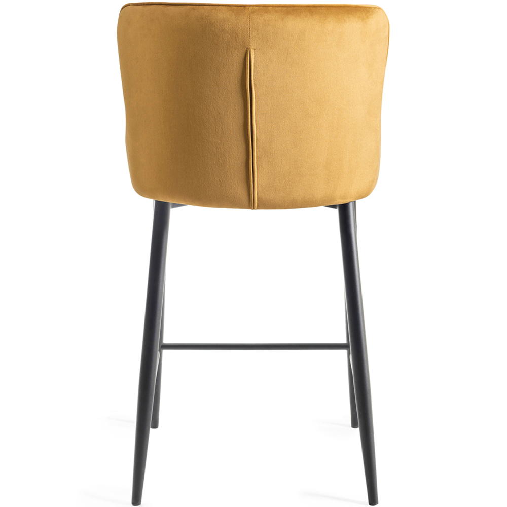 Bentley Designs Cezanne Set of 2 Mustard Velvet Fabric Upholstered Barstool Image 5