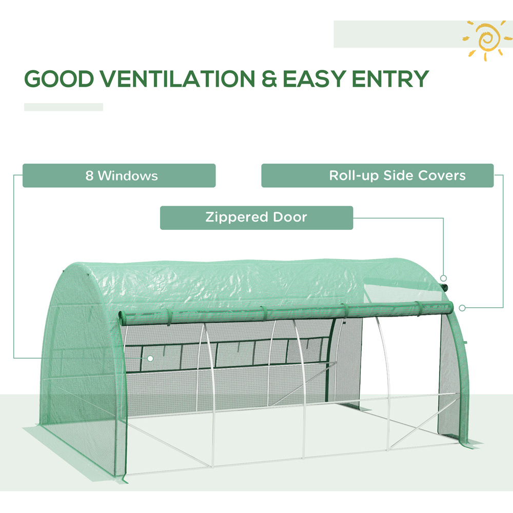 Outsunny Green Plastic 10 x 13ft Polytunnel Greenhouse Image 6