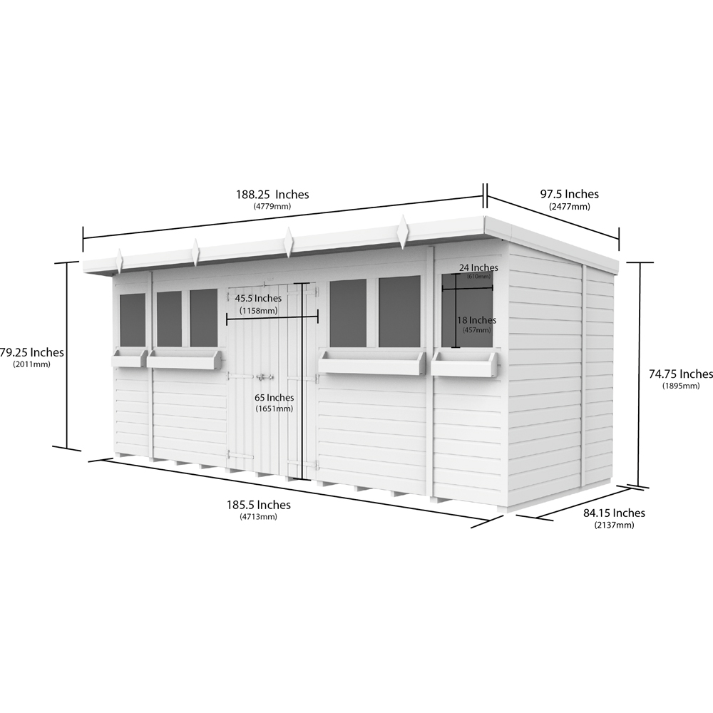 DIY Sheds 16 x 7ft Tongue and Groove Timber Pent Summer Garden Shed Image 8