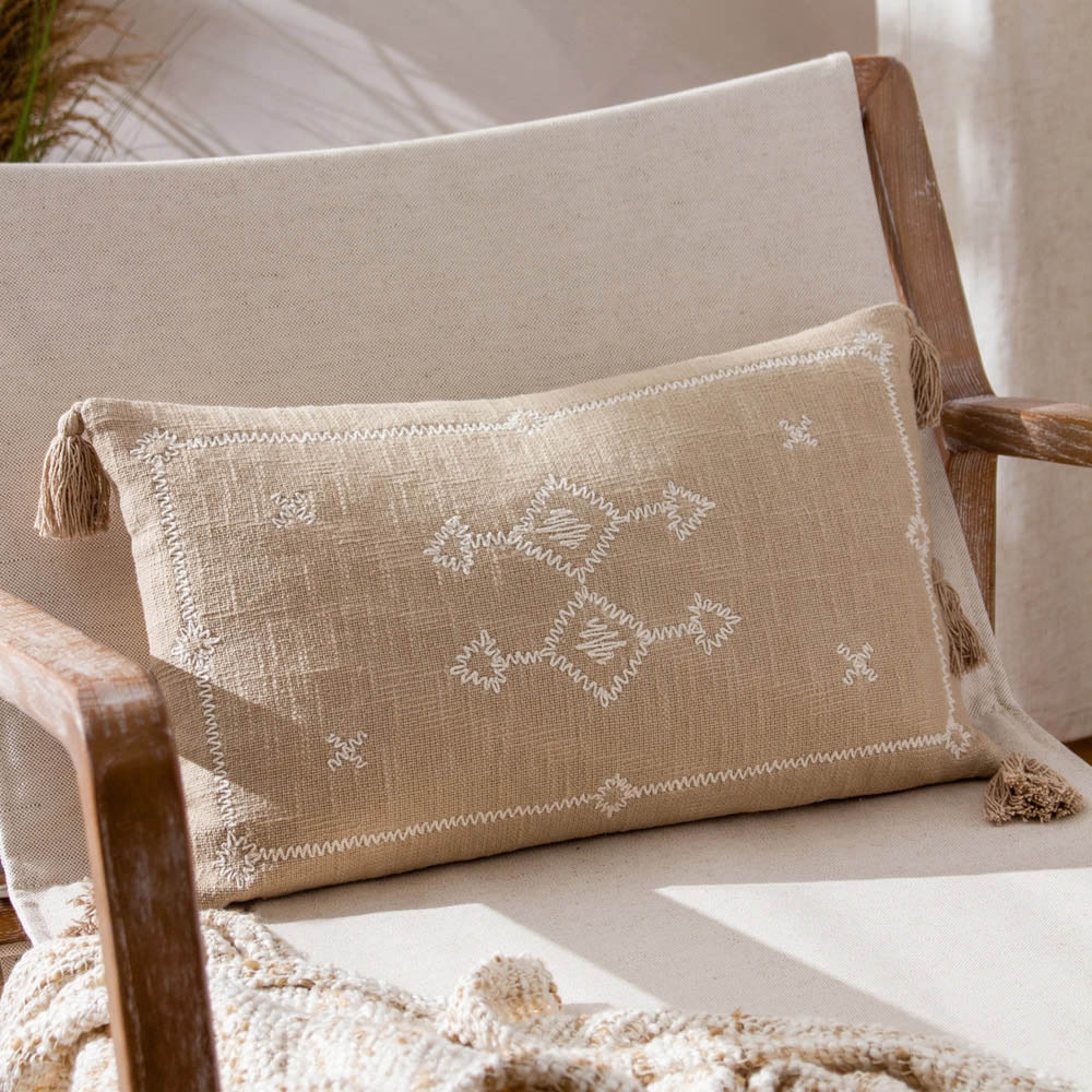 Yard Folis Stone Embroidered Cushion Image 2