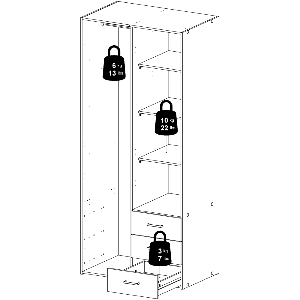 Florence Space 2 Door 3 Drawer White Wardrobe Image 9