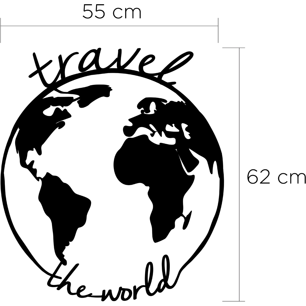 Decortie Black Travel The World Theme Metal Wall Art Image 3