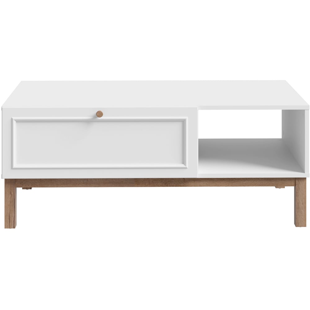 Florence Wensley Single Drawer Single Shelf Light Grey and Oak Coffee Table Image 3