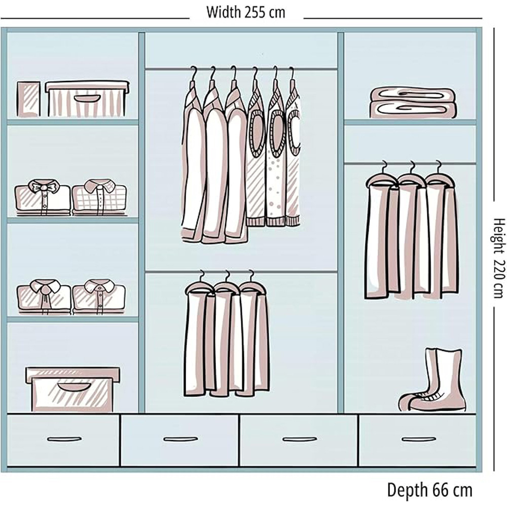 Sliding Wardrobes 4U 2 Sliding Door Black Modern High Gloss Central Mirrored Wardrobe Image 6