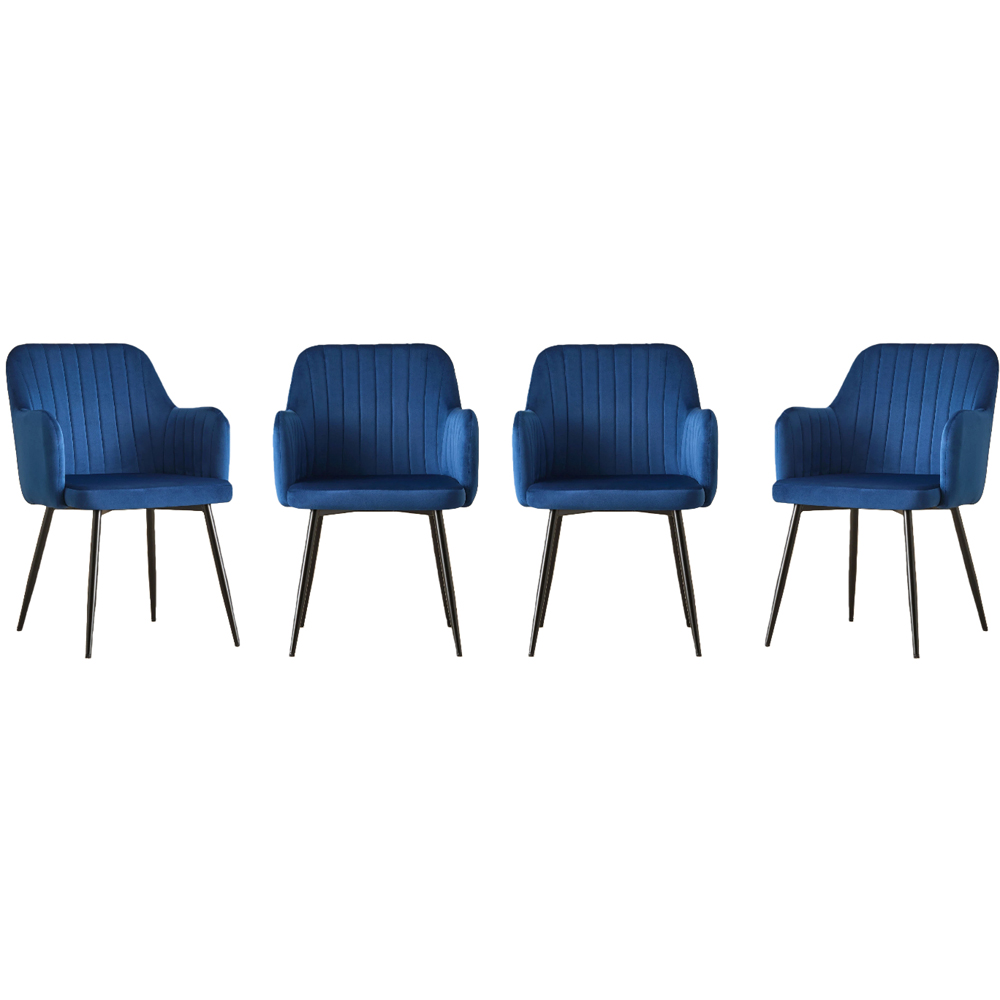 Indoor Living Charlotte 4 Seater Velvet Marble Top Dining Set Blue Image 3