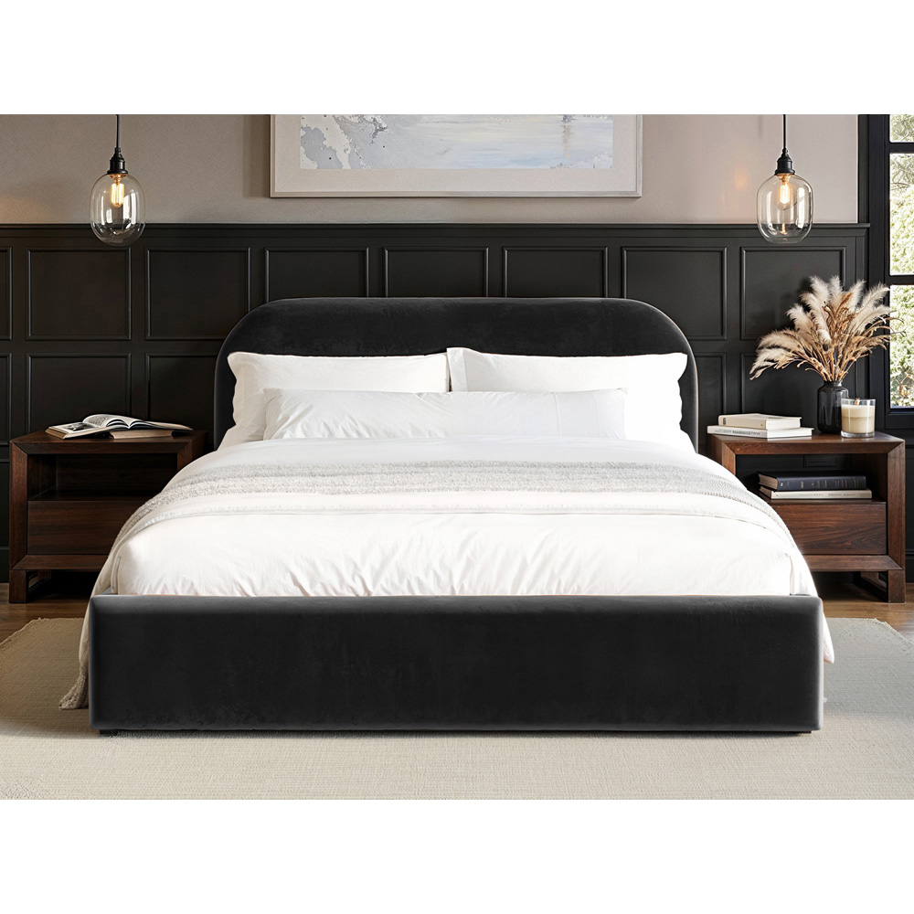 Flair Alba King Size Black Velvet Ottoman Bed Image 5