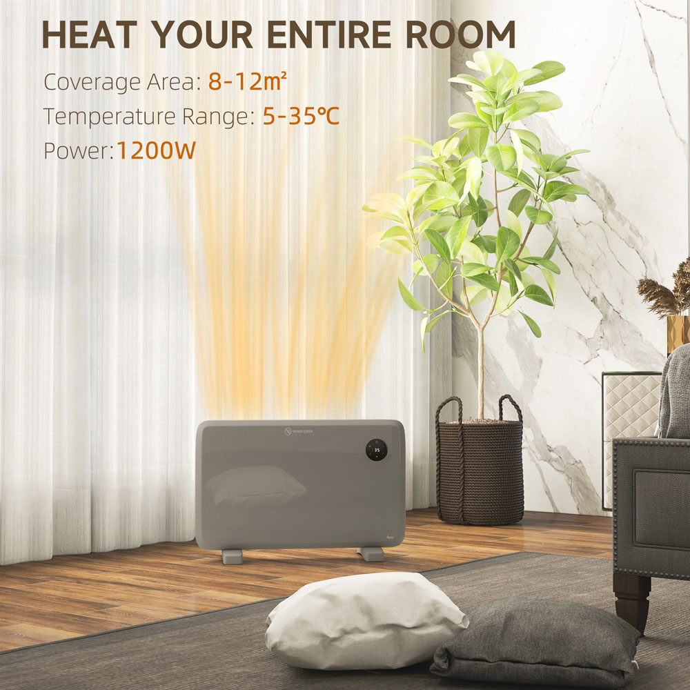 HOMCOM Grey Electric Convector Heater with LED Display and Remote Image 7