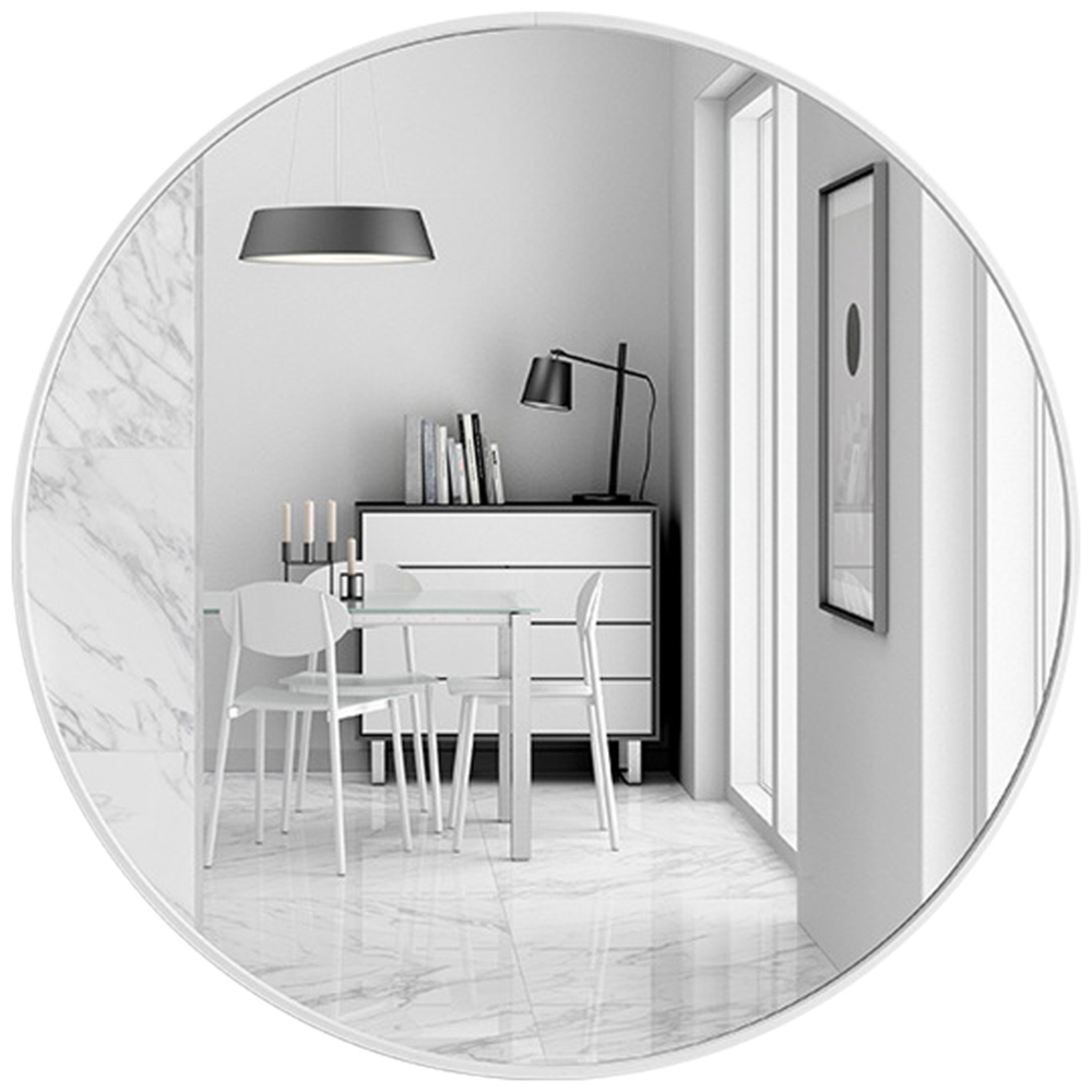 Living and Home White Frame Nordic Wall Mounted Bathroom Mirror 40cm Image 3