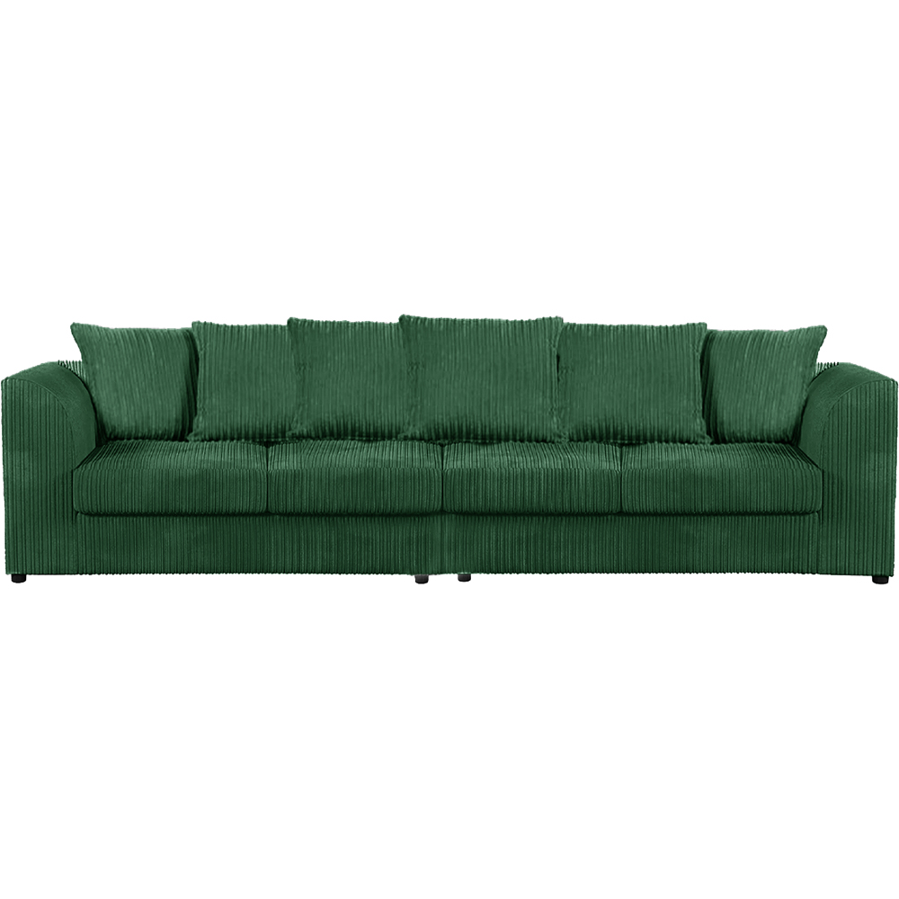 Luxor 4 Seater Green Jumbo Cord Scatter Back Sofa Image 2