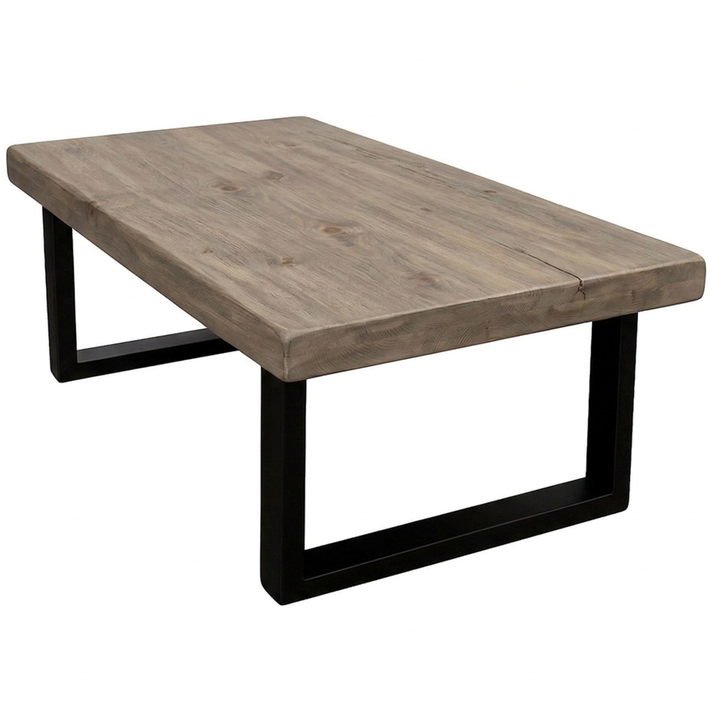 Homebase Grey Wash Chunky and Sturdy Handmade Wooden Coffee Table 100 x 100cm Image 2