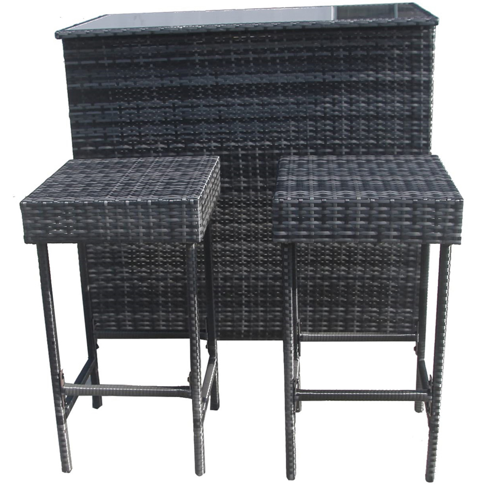Furniture One 2 Seater Grey Rattan Garden Bar Set Image 2