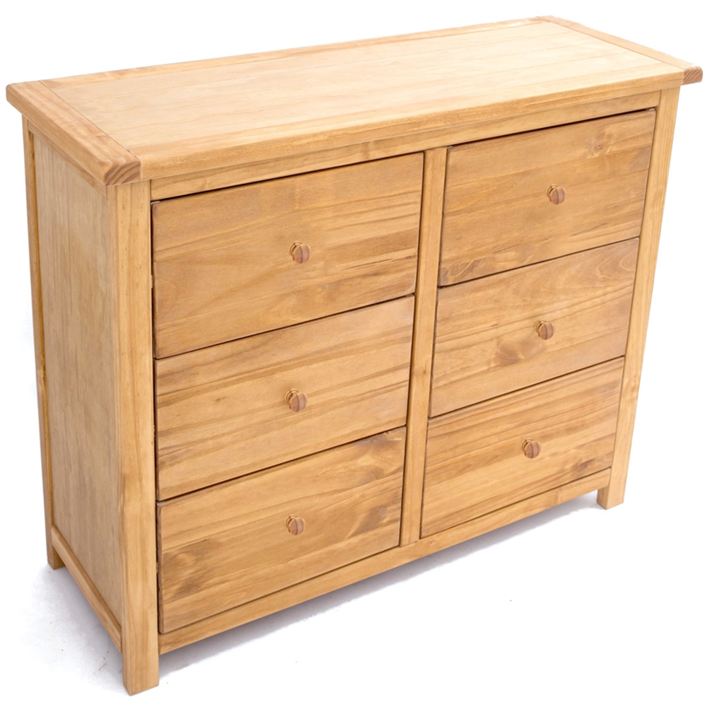 Cabinet Bits Lugo 6 Drawer Brown Wood Knob Chest of Drawers Image 4