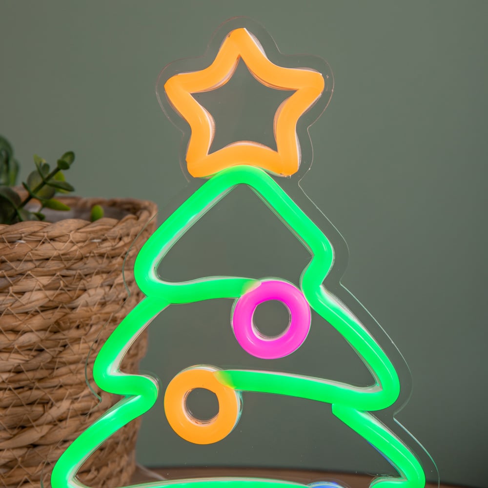 Premier Multicolour LED Christmas Tree Table Top Neon Sign 25 x 17cm Image 6