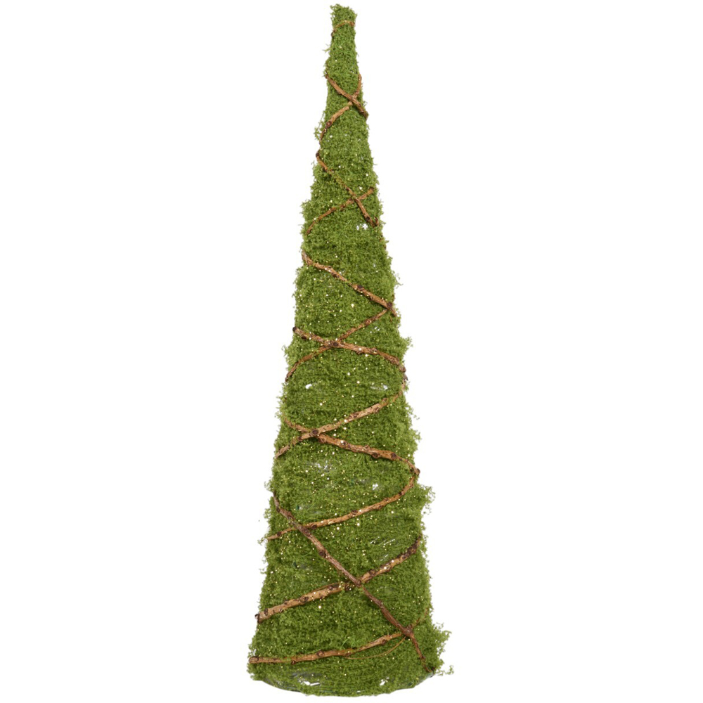 Mossy Glitter Cone Standing Decoration	 - Green Image 1