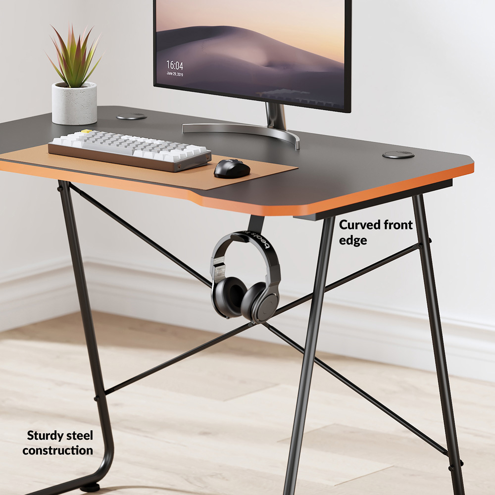 Properav Black and Orange Computer Gaming Desk Image 5