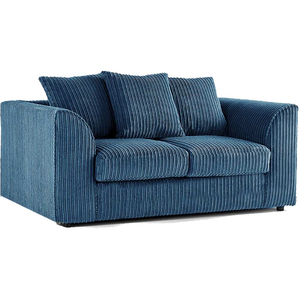 Luxor 4 Seater Marine Blue Jumbo Cord Scatter Back Sofa Suite Image 3