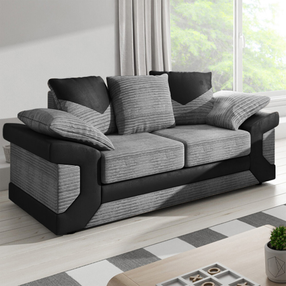 Portland Dino 5 Seater Black and Grey Sofa Suite with Scatter Back Image 4