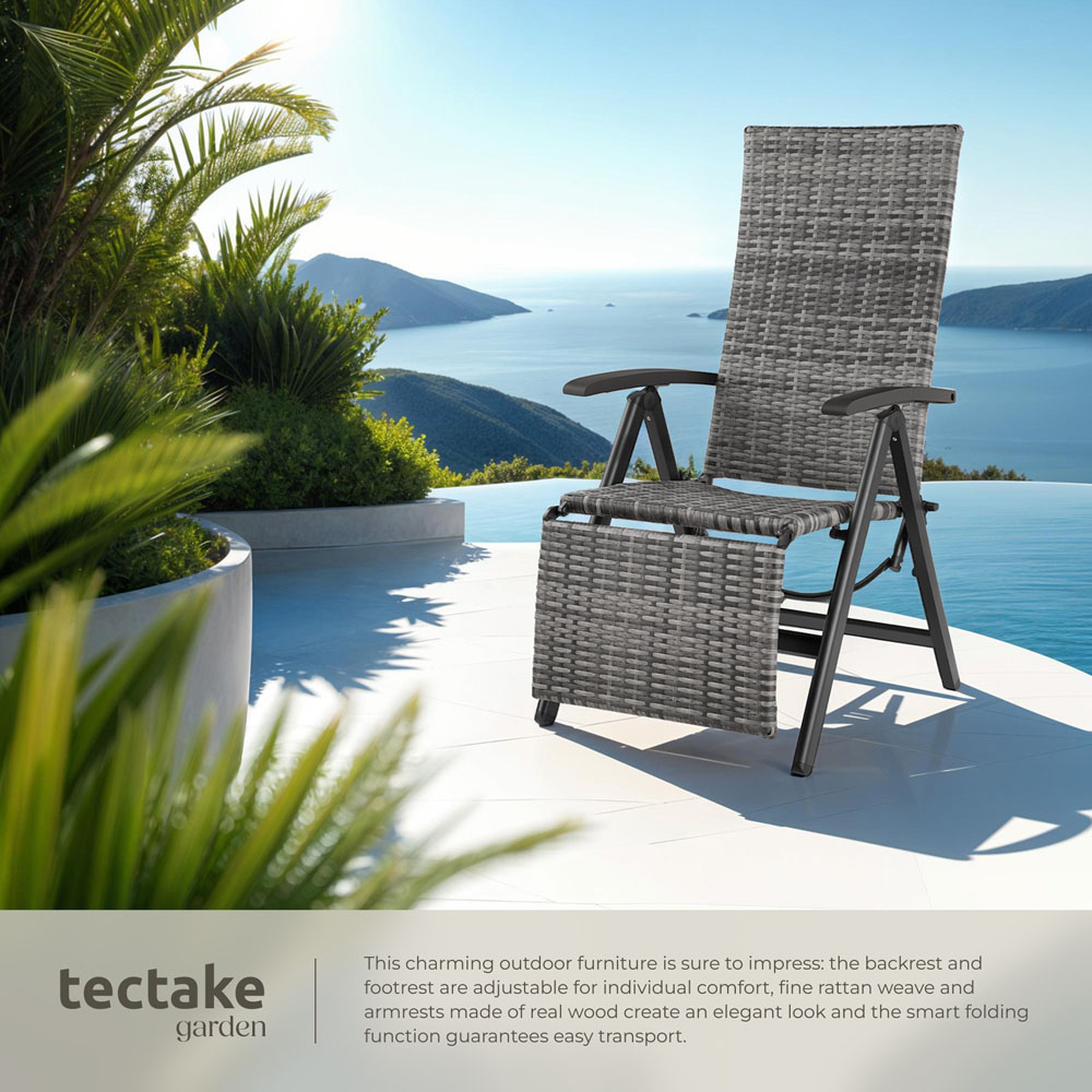 tectake Brisbane Grey 6 Way Adjustable and Foldable Garden Chair Image 4
