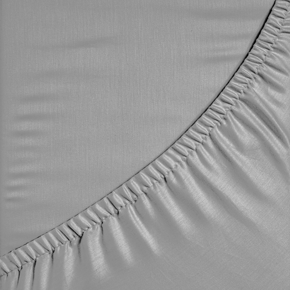 Sweet Dreams Percale Super King Size Grey Fitted Sheet Image 3