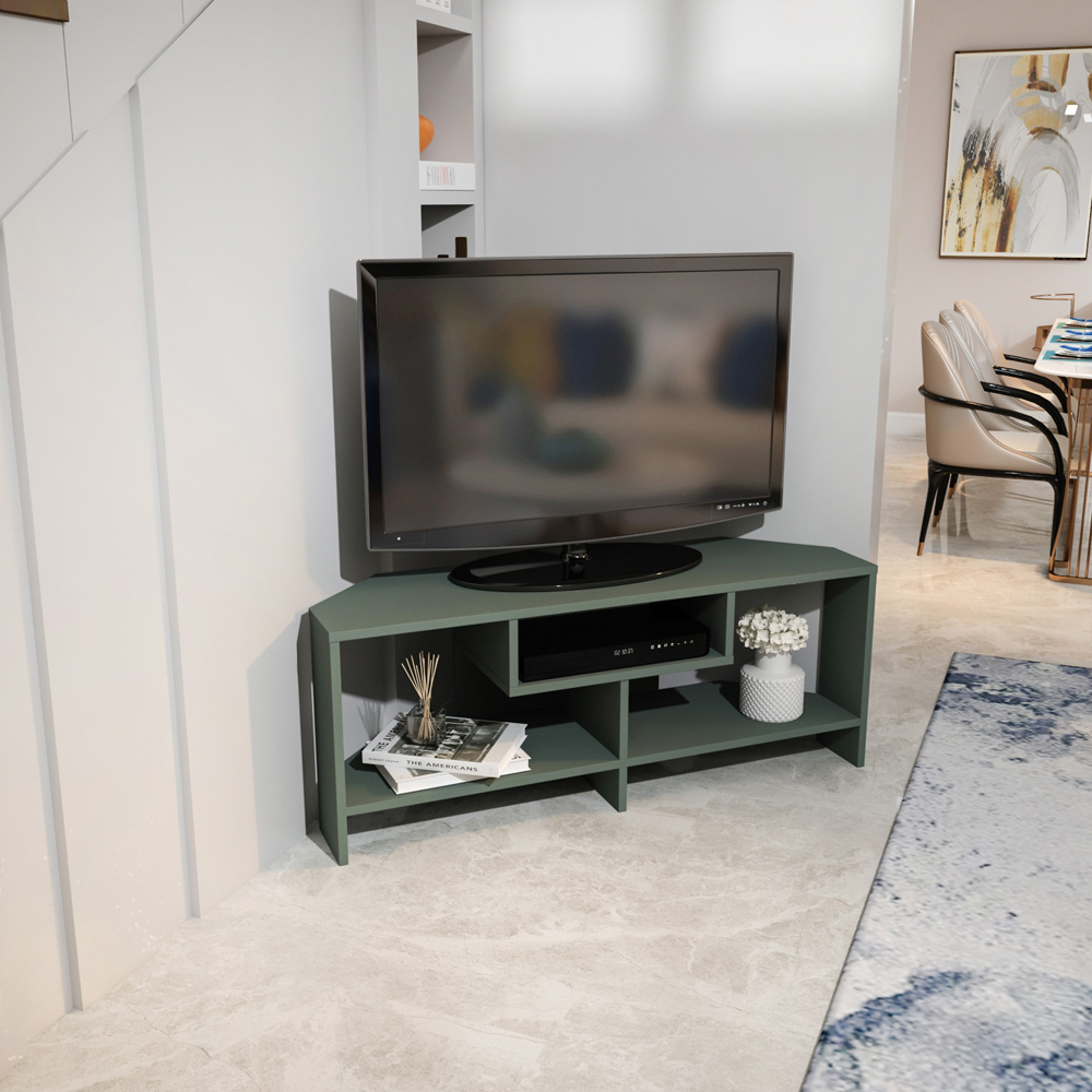 Decorotika Maldives 3 Shelf Green Corner TV Unit Image 6