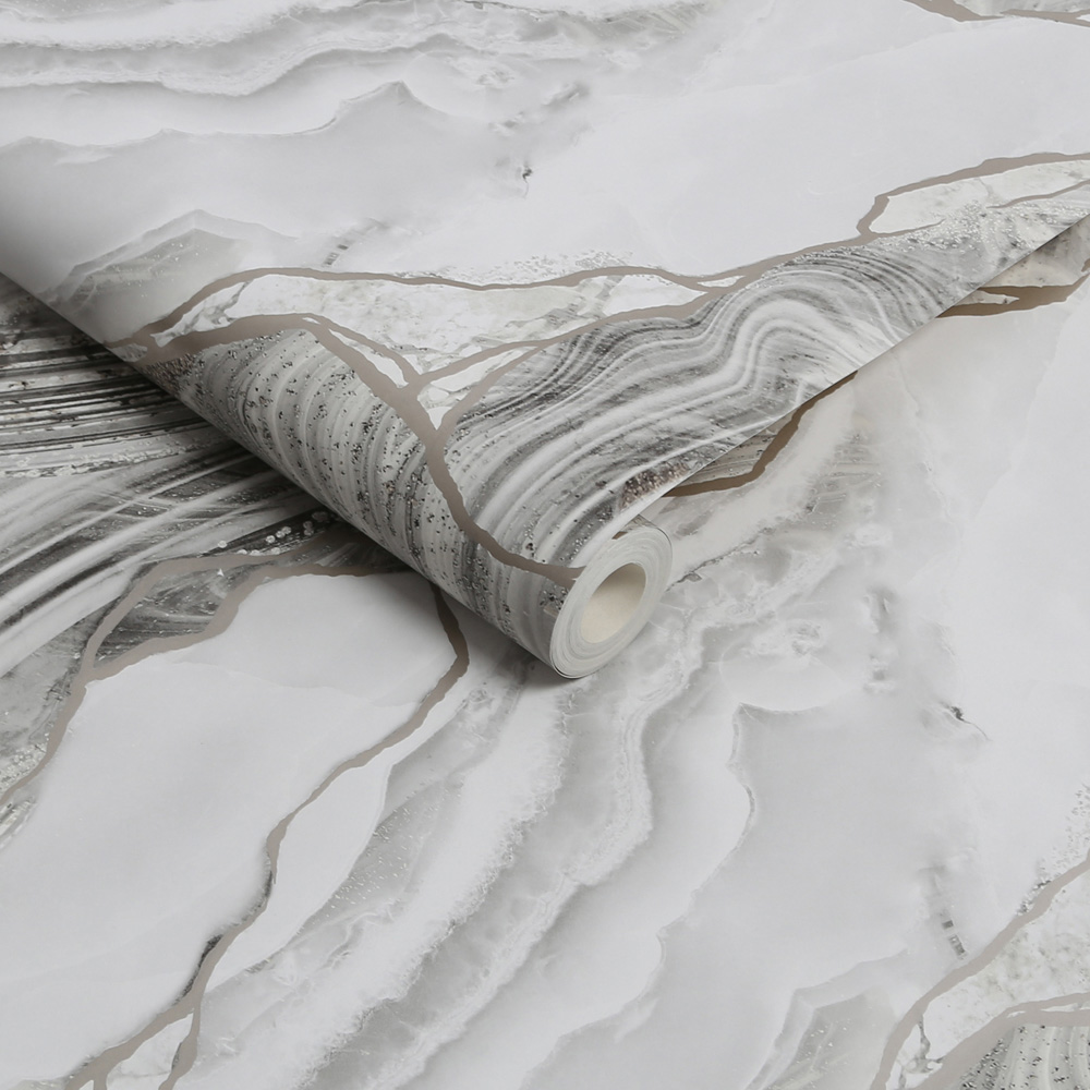 Fresco Agate Grey and Gold Wallpaper Image 2