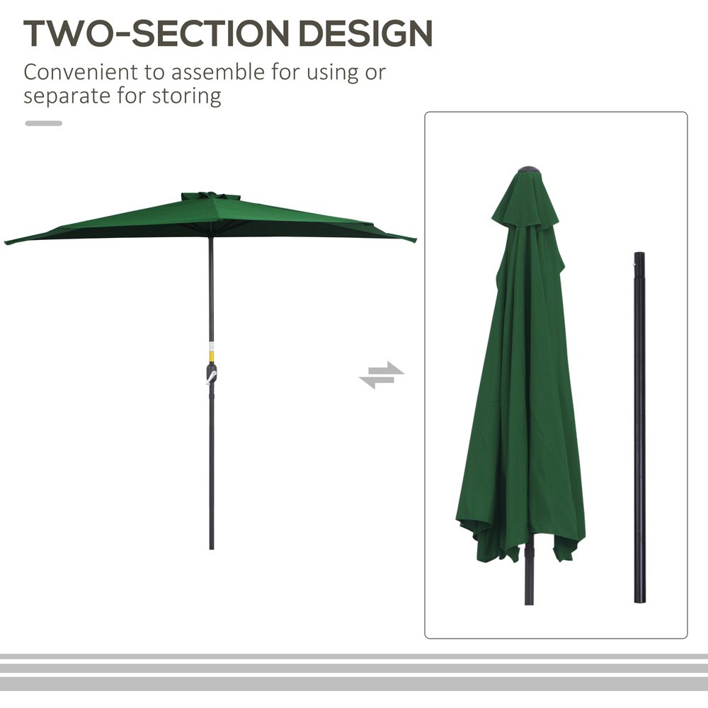 Outsunny Green Crank Handle Half Round Parasol 3m Image 4