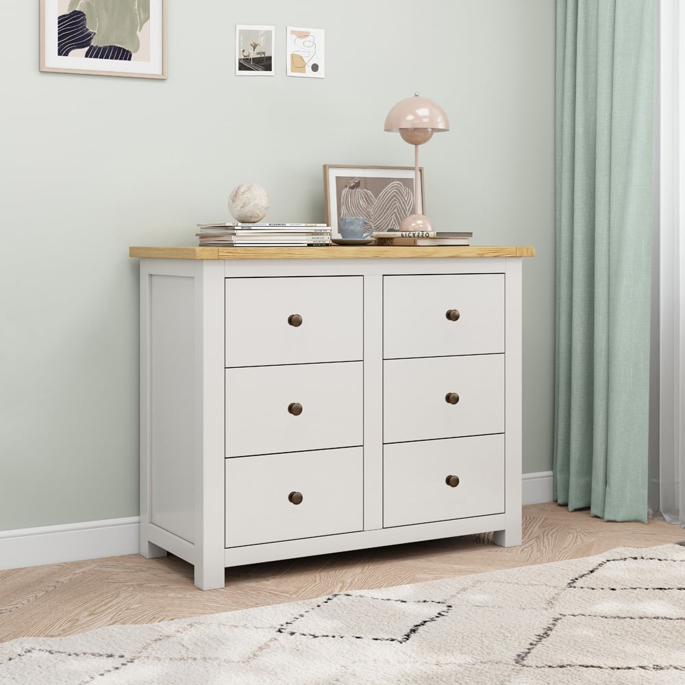 Cabinet Bits Maggiori 6 Drawer White Brass Knob Chest of Drawers Image 8