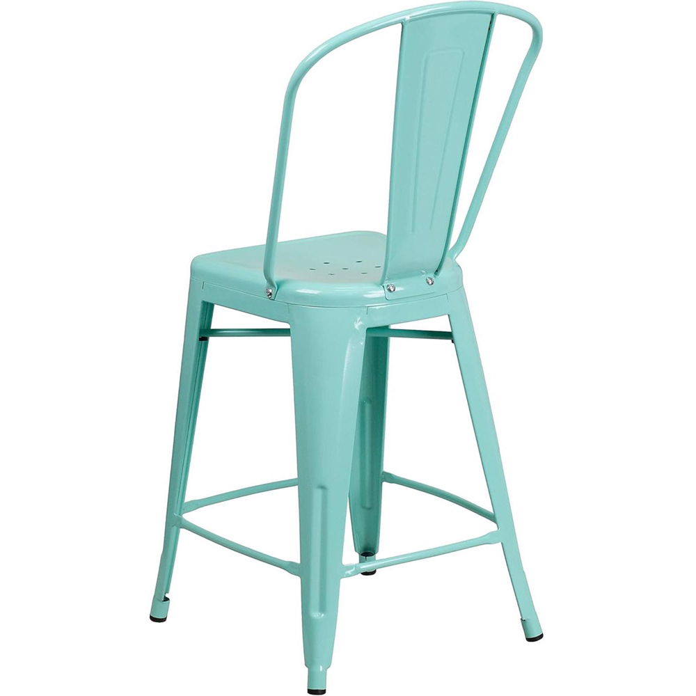 FWStyle Antique Mint Green Steel Bar Stools Set of 4 Image 4