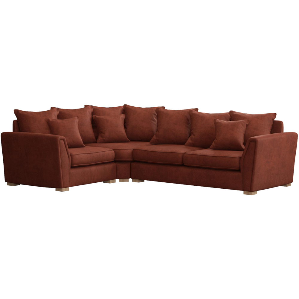 Wendleberry 3 Seater Marmalade Plush Velvet Scatter Back Left Hand Corner Sofa Image 2