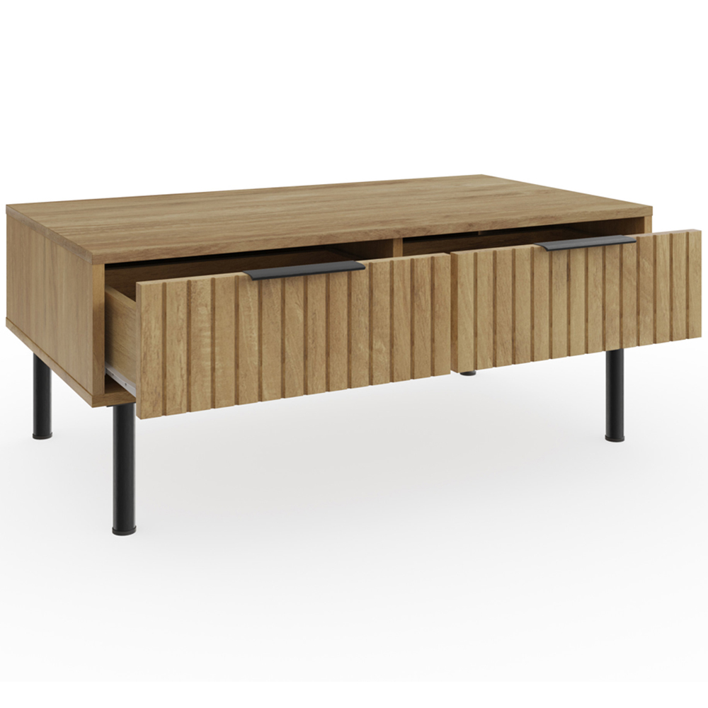 GFW Nervata 2 Drawer Oak Coffee Table Image 4