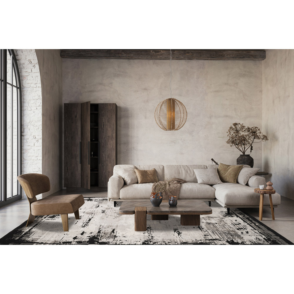 Mayfair Living Room Area Rug Metallic Sheen Contemporary Modern Frame Design - Black 200cm x 290cm Image 5