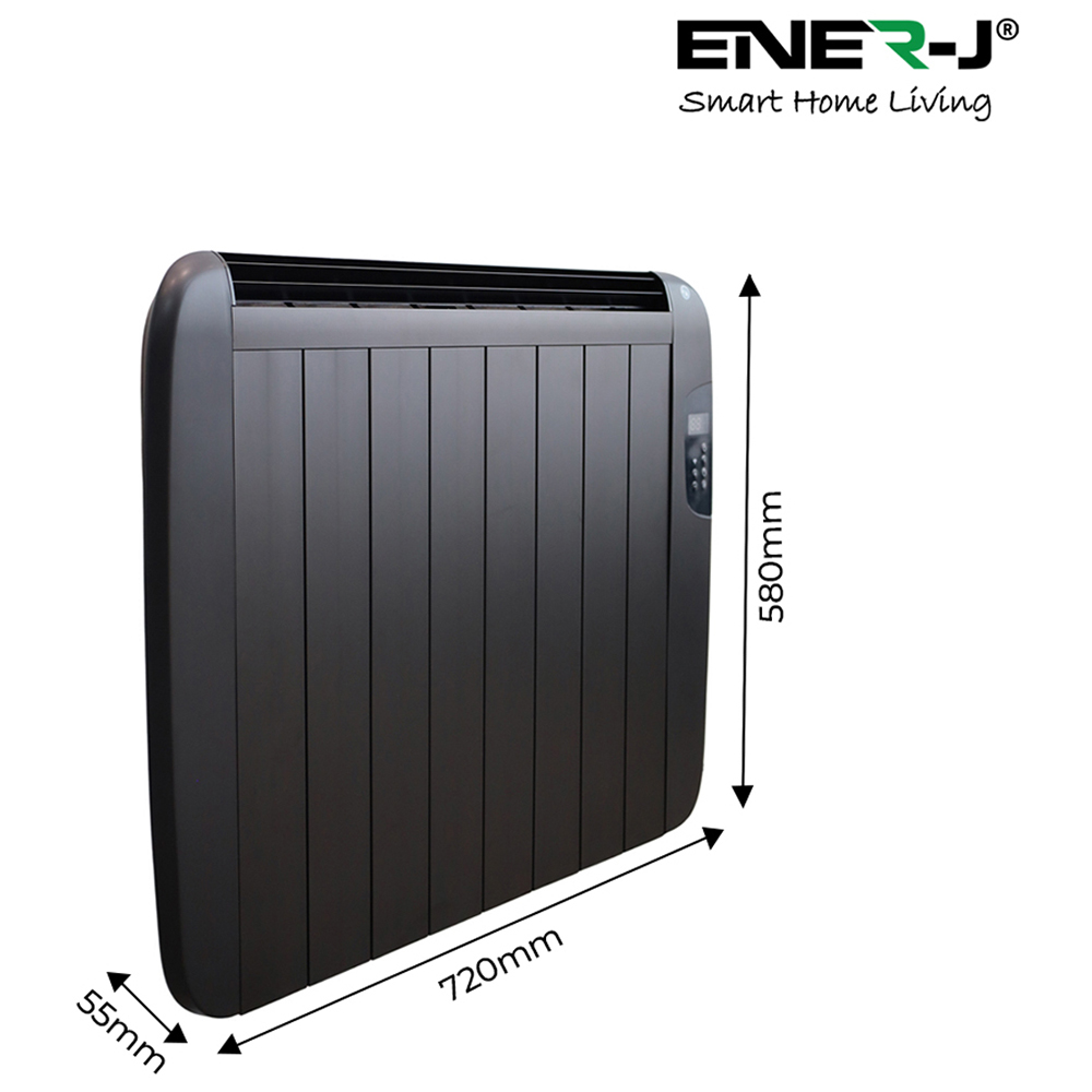 ENER-J Smart Black Radiator Heater with Aluminium Heating Element 1200W Image 7