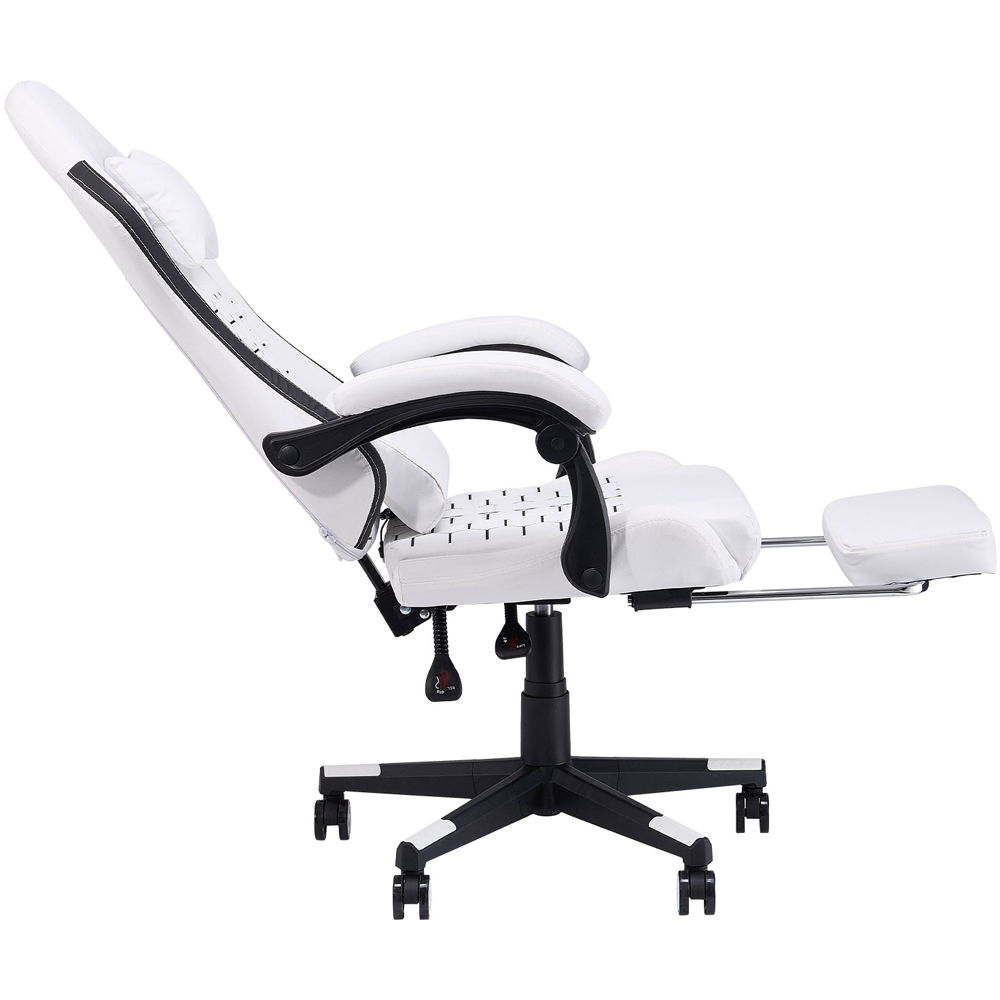 Living and Home White and Black Reclining Backrest Gaming Chair with Massage and Footrest Image 6