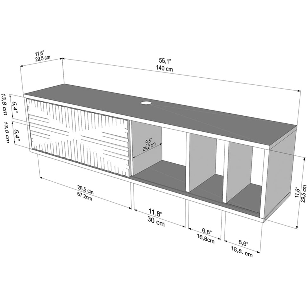 Decorotika Single Door 3 Shelf Sapphire Oak and White Floating TV Unit Image 9
