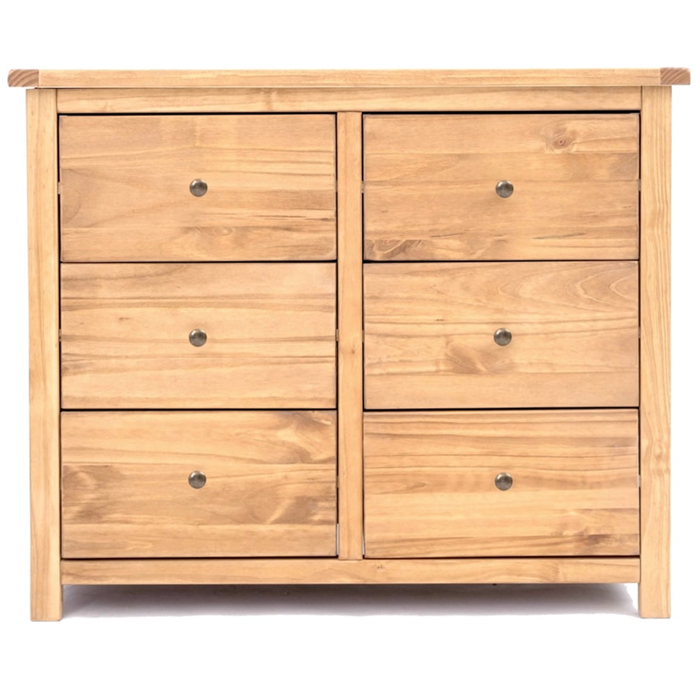 Cabinet Bits Lugo 6 Drawer Brown Brass Knob Chest of Drawers Image 3