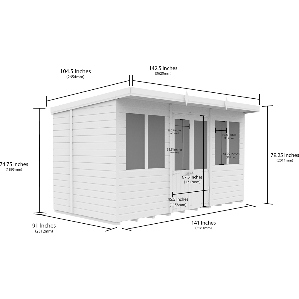 DIY Sheds 12 x 8ft Tongue and Groove Timber Pent Summerhouse Image 8