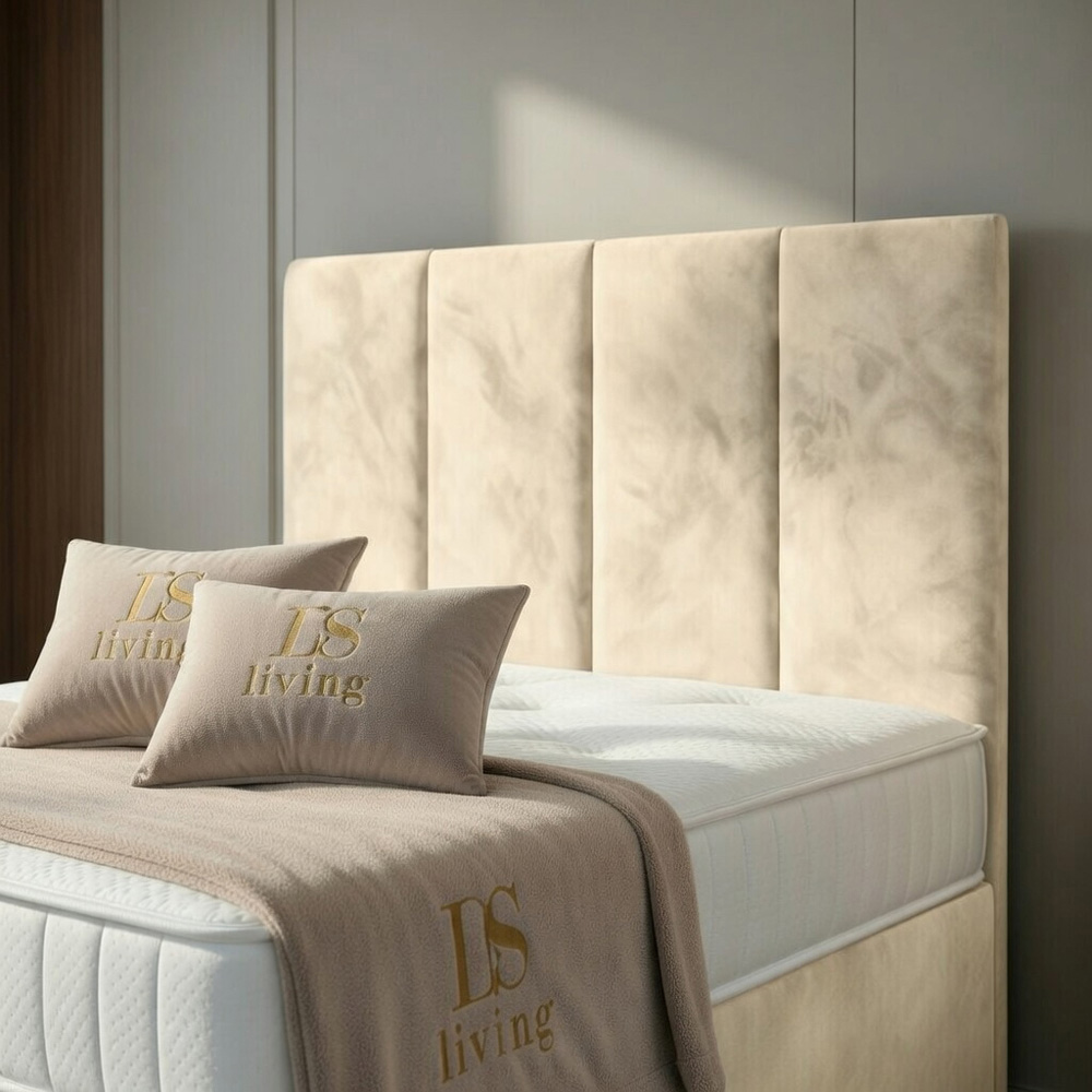 DS Living Harmony Single Cream Plush Velvet Ottoman Bed Image 3