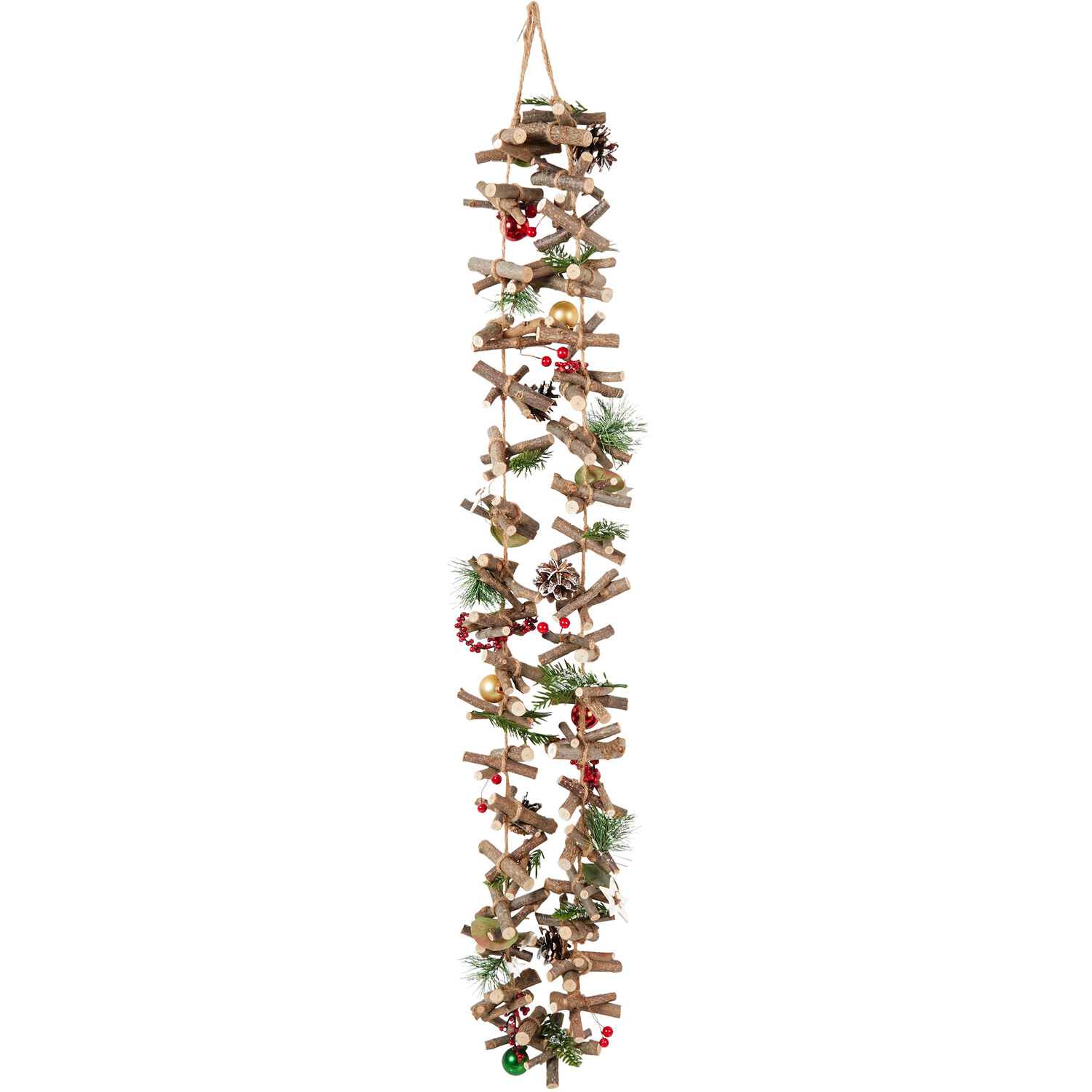 Bauble Pinecone Driftwood Garland - Natural Image 1