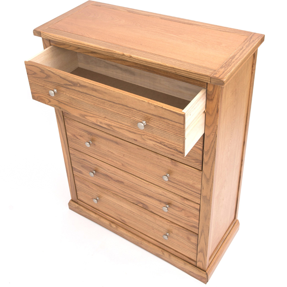 Cabinet Bits Salerno 5 Drawer Brown Chrome Knob Chest of Drawers Image 5