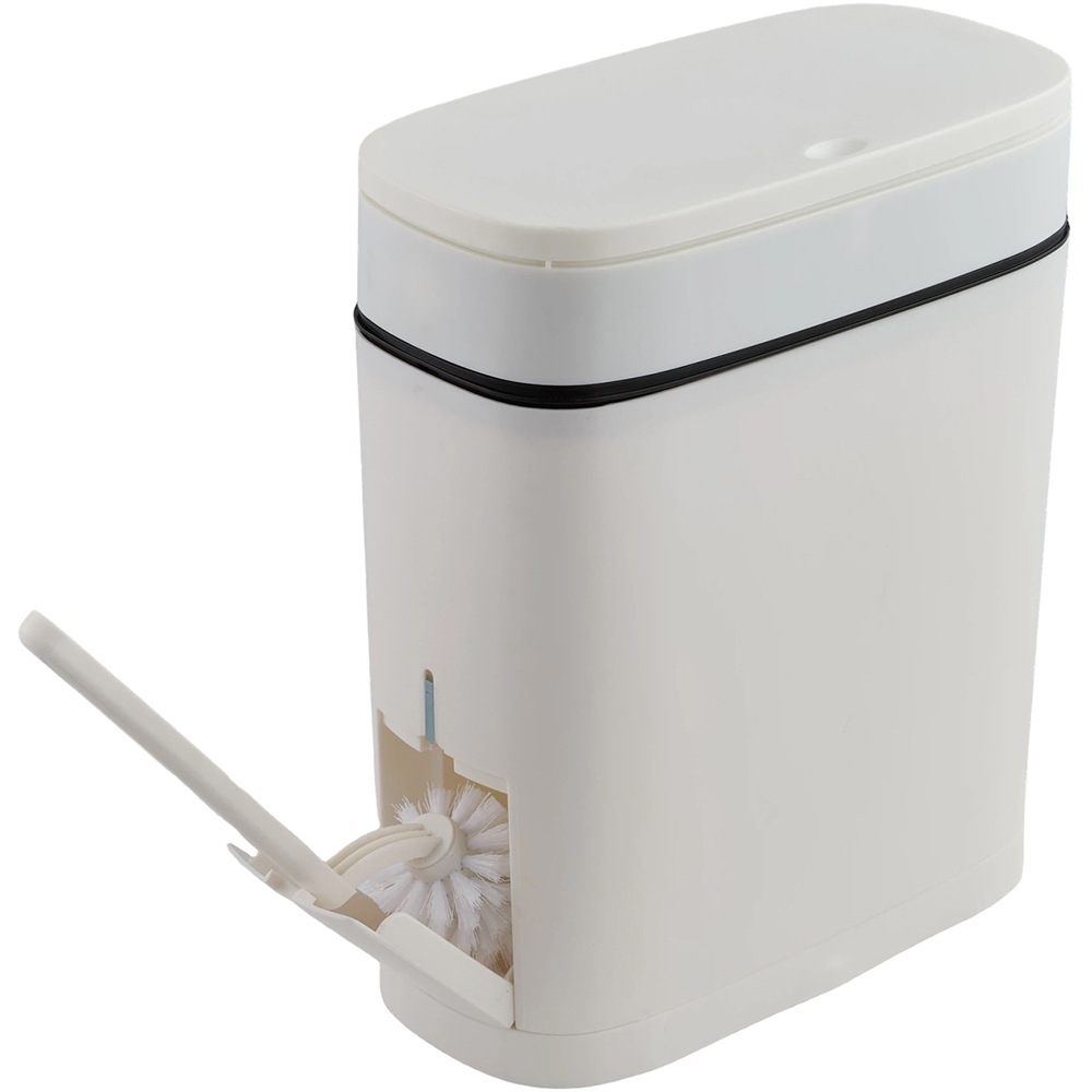 Living and Home 2-in-1 White Toilet Brush and Rubbish Bin Set 12L Image 3