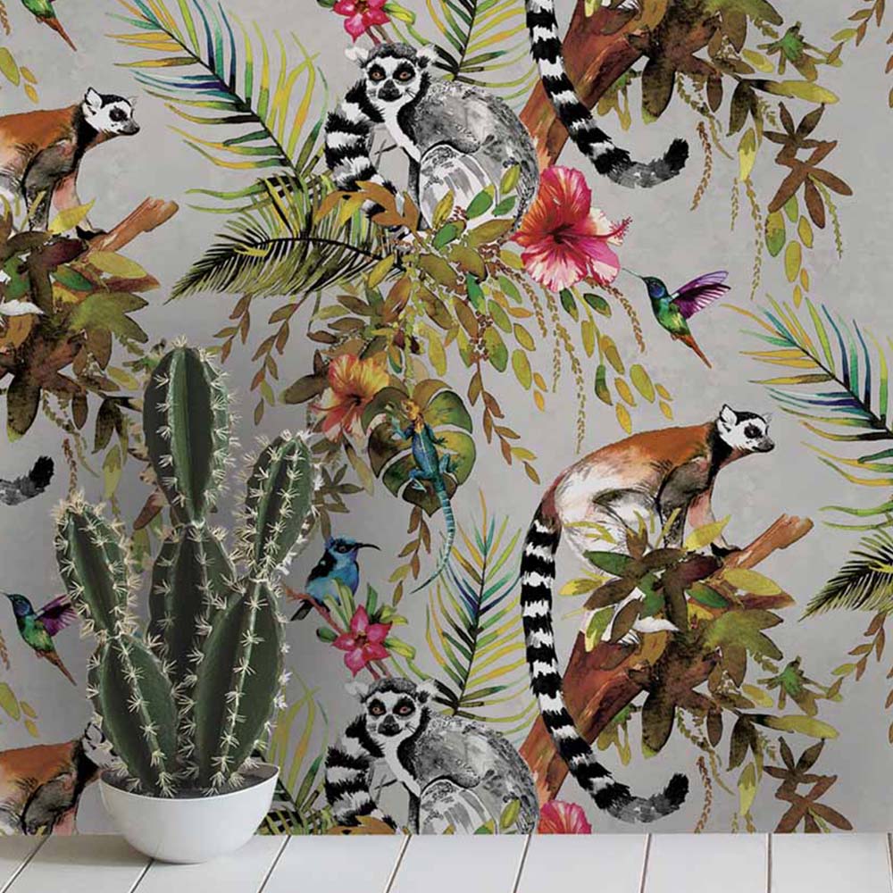 Holden Decor Lemur Silver and Multicolour Wallpaper Image 3
