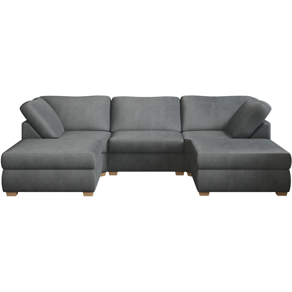 Nestle 5 Seater Steel Plush Velvet Fixed Back U-Shape Sofa Image 2