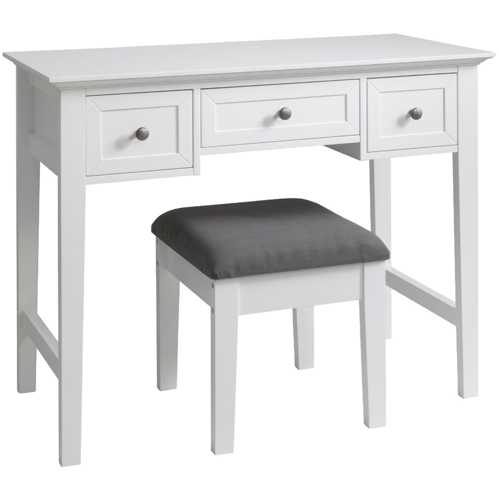 Noa and Nani Karlstad 3 Drawer White Dressing Table and Stool Set Image 2